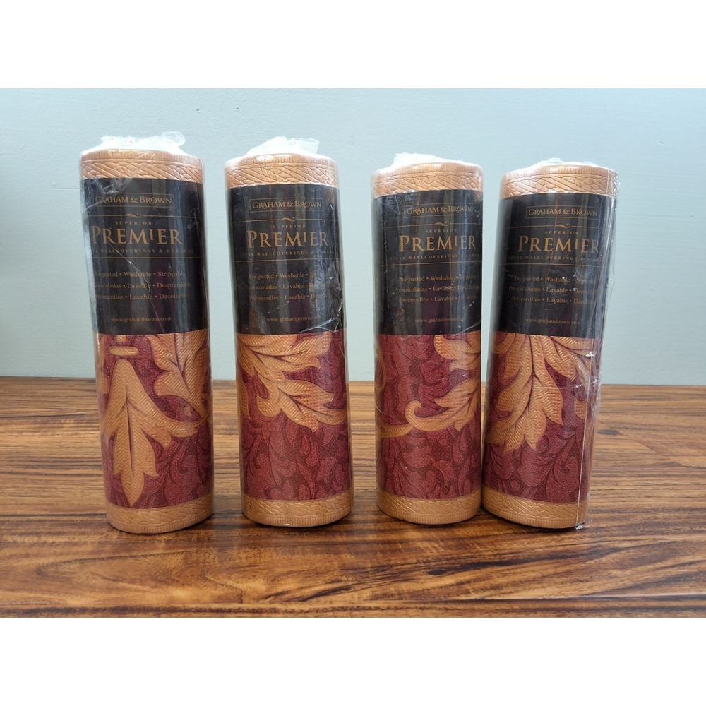 Graham and Brown Wall Border Vincenzina Red Pattern 30150 4 Rolls 15ft x 7in ea